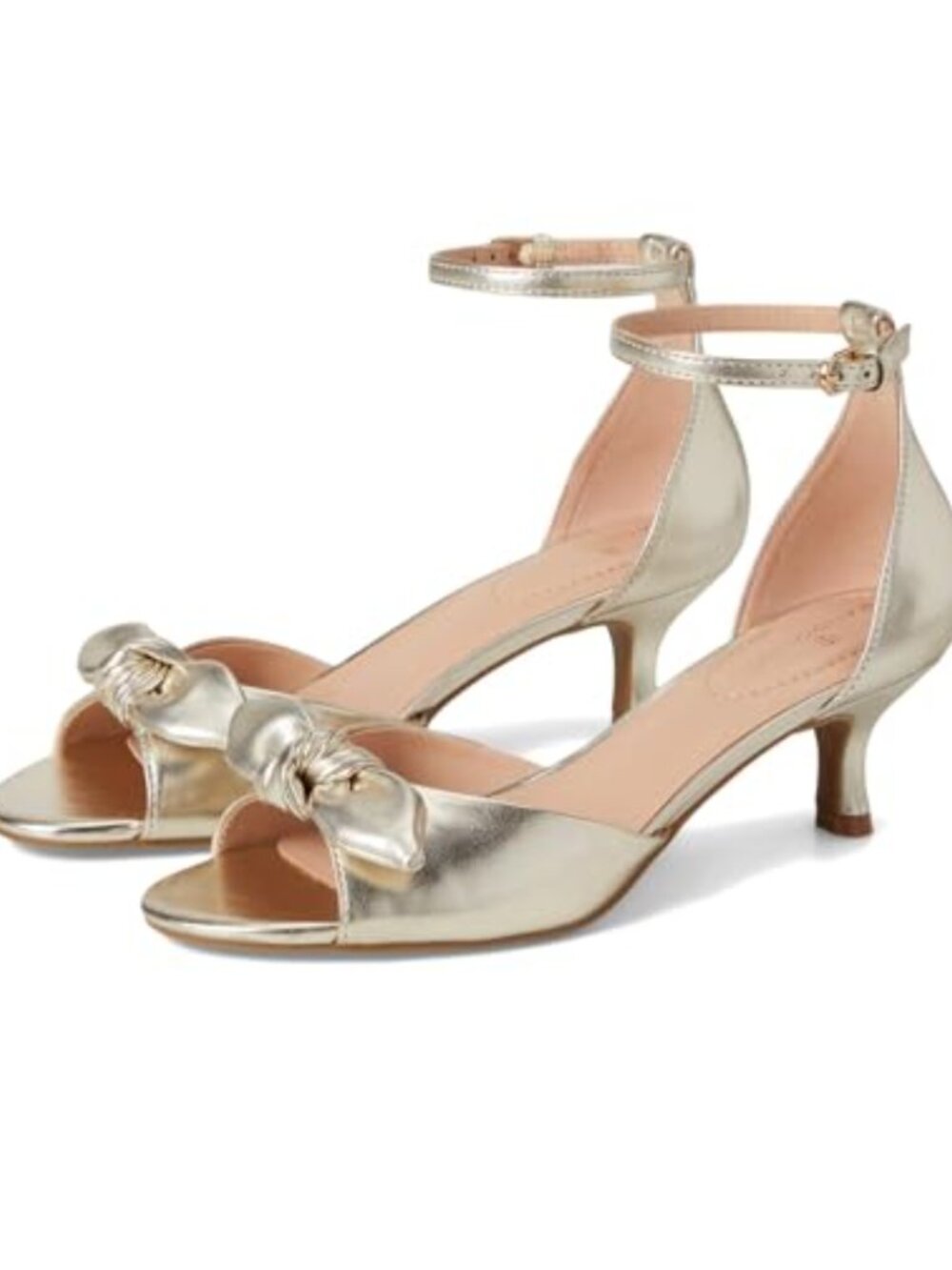 Faux Leather Heeled Sandals with Knotted Bow and Ankle Strap